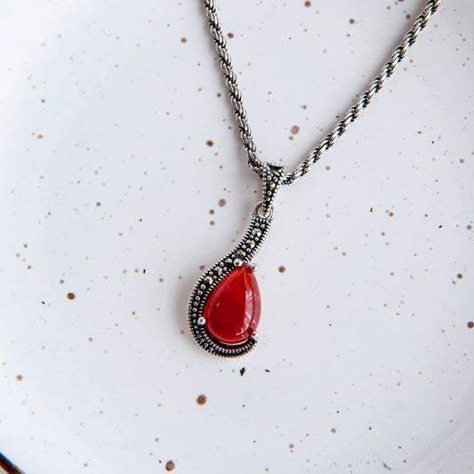 שרשרת כסף עם תליון מריאנה קרנליאן