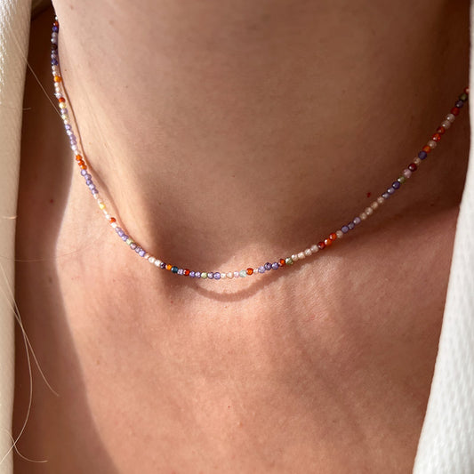 שרשרת אבני זרקון צבעוניות
