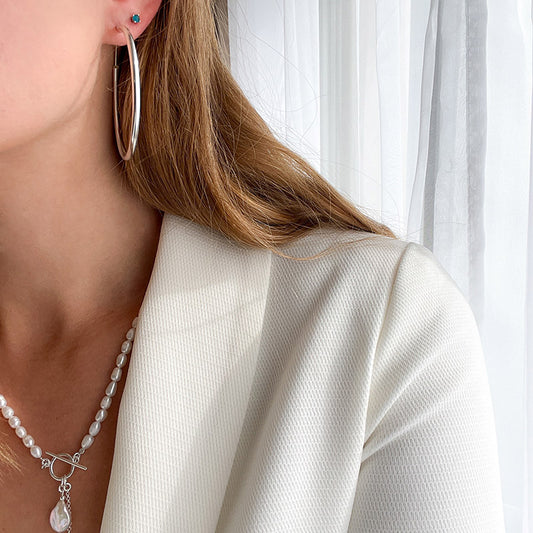 עגיל חישוק מכסף טהור