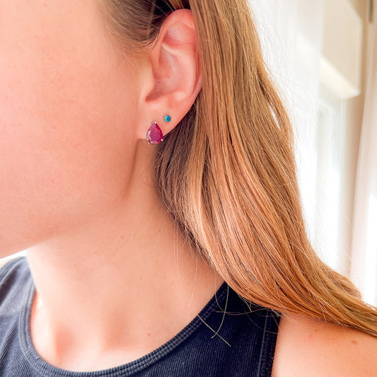 DIAN עגילי כסף עם אבני רובי