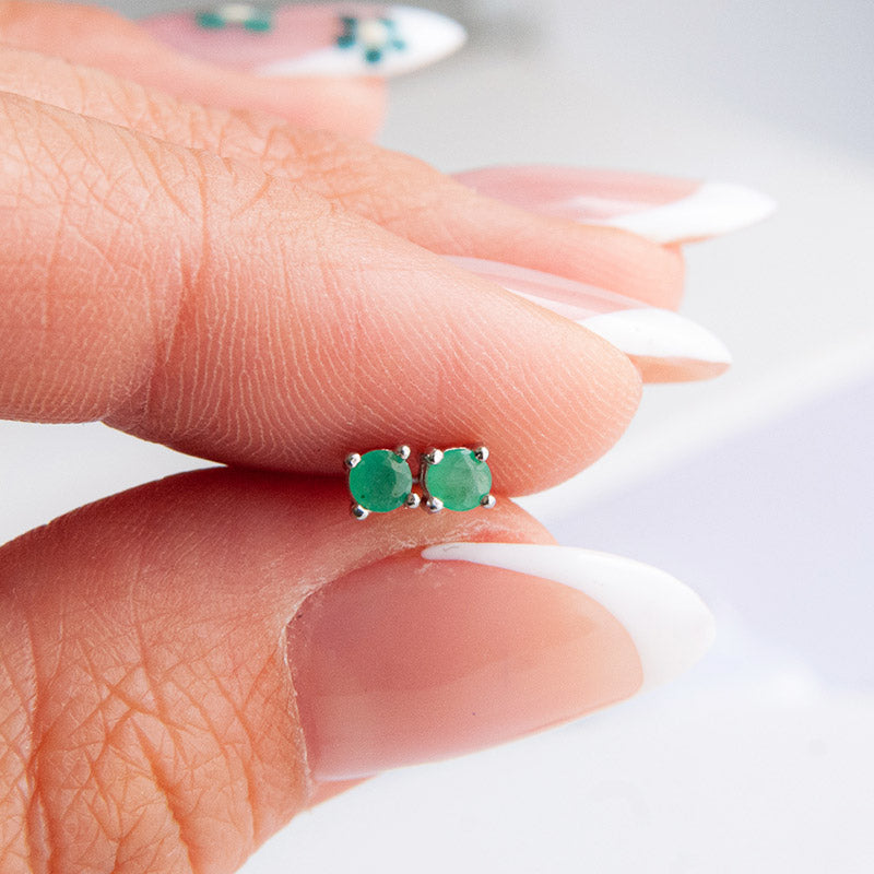 EMERALD עגילי כסף צמודים קים
