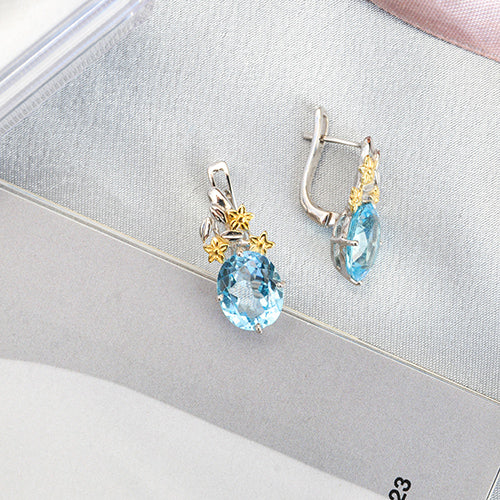 עגילי "סנדרה" עם בלו טופז טבעית