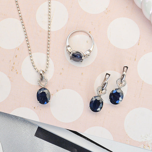 תליון כסף "מישל" עם אבן ספיר