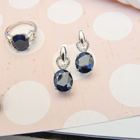 עגילי "מישל" עם ספיר