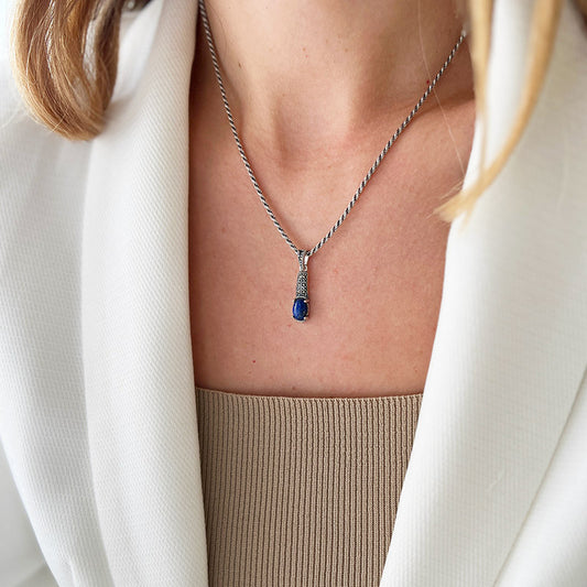 שרשרת כסף עם תליון כסף אלנה לאפיס