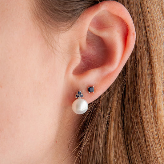 עגילי כסף "פיונה" עם פנינה וספיר