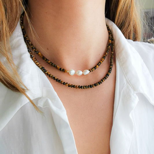 LOREN שרשרת אבני עין הנמר