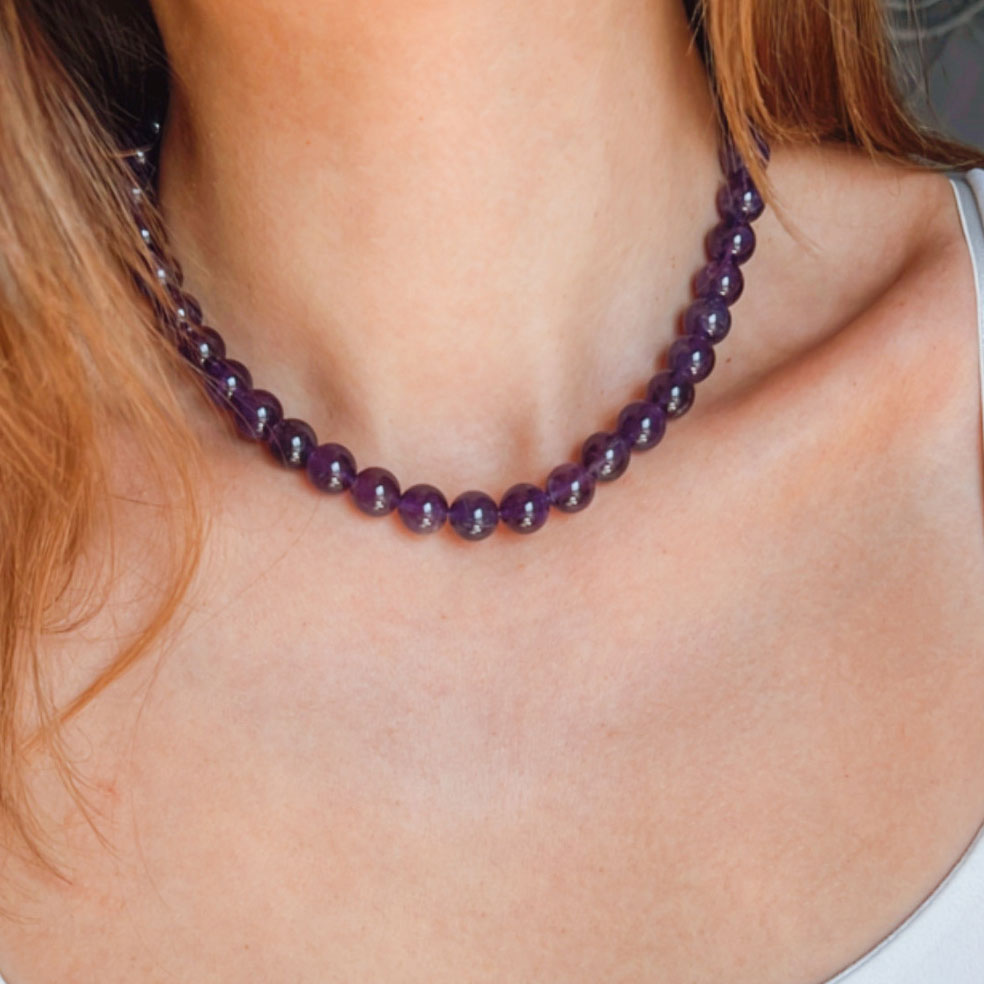 שרשרת ליה סגולה מאבני אמטיסט