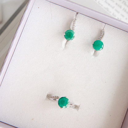 עגילי כסף "קייט" עם אבני אמרלד