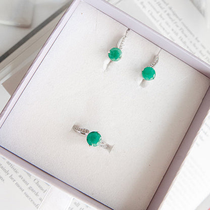 טבעת כסף "קייט" עם אבן אמרלד