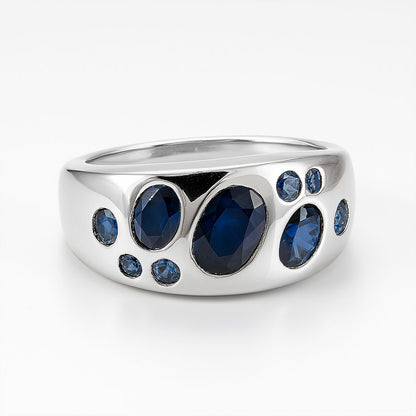 טבעת כסף טהור  "שרלוט" עם אבני ספיר