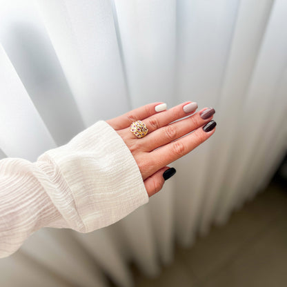 טבעת כסף טהור עלמה עם אבני רובי