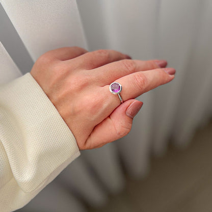 טבעת כסף "ליטל" עם אבן אמטיסט