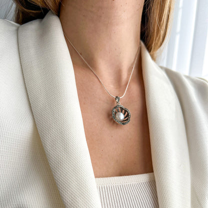 ANNY שרשרת כסף עם פנינה