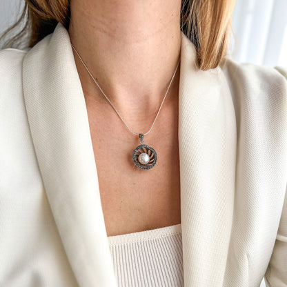 ANNY שרשרת כסף עם פנינה