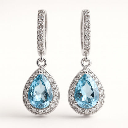 DIANA עגילי כסף עם אבני בלו טופז