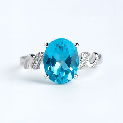 טבעת כסף "אניה" עם אבן טופז