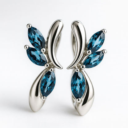 עגילי כסף טהור "ליאן" עם אבני לונדון טופז