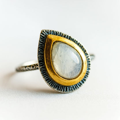 טבעת כסף עם אבן מונסטון סול