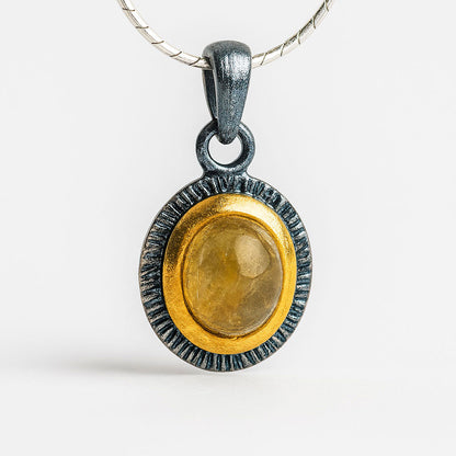 תליון כסף קוורץ רוטיל סול