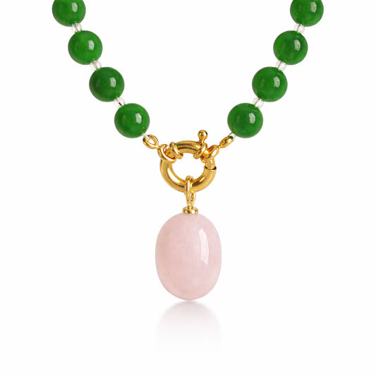 שרשרת גרין עם תליון רוז קוורץ