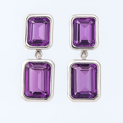 MADY עגיל כסף עם אבני אמטיסט