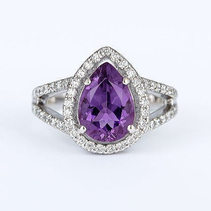 טבעת כסף "דונה" עם אבן אמטיסט