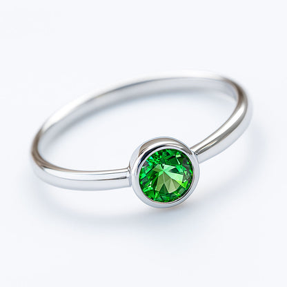 טבעת כסף טסיל עם אבן גרנט ירוק