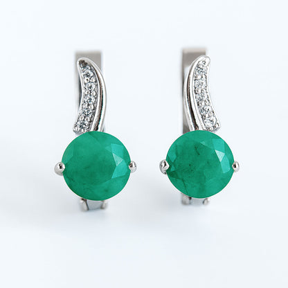 עגילי כסף "קייט" עם אבני אמרלד