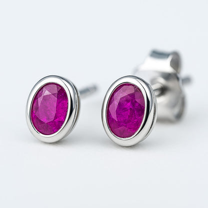 עגילי כסף טסיל עם אבן רובי