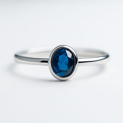 טבעת כסף טסיל עם אבן ספיר