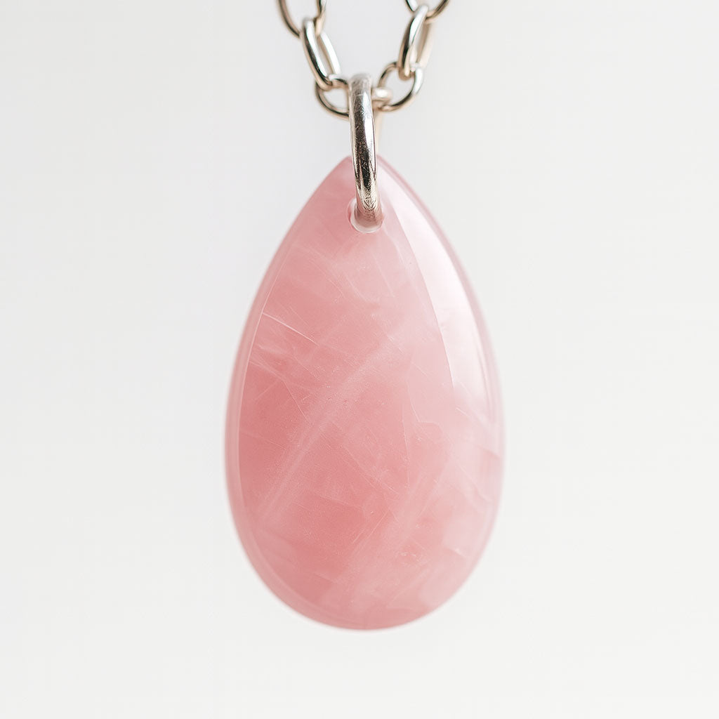 שרשרת כסף סיאול עם אבן רוז קוורץ