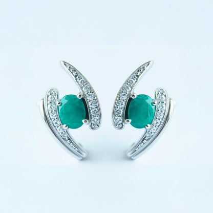 עגילי כסף "קטי" עם אבני אמרלד