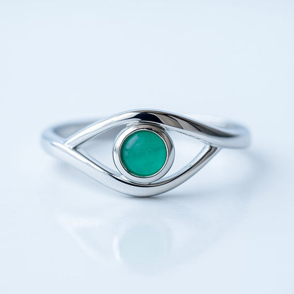 טבעת כסף "אגתה" עם אבן אמרלד
