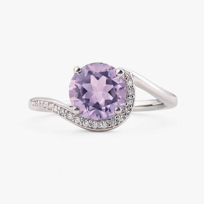 טבעת כסף "קלואי" עם אבן אמטיסט