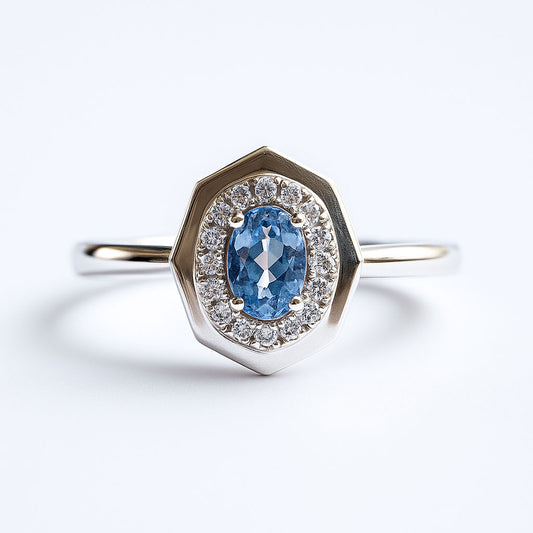 טבעת כסף "גפן" עם אבני טנזנייט