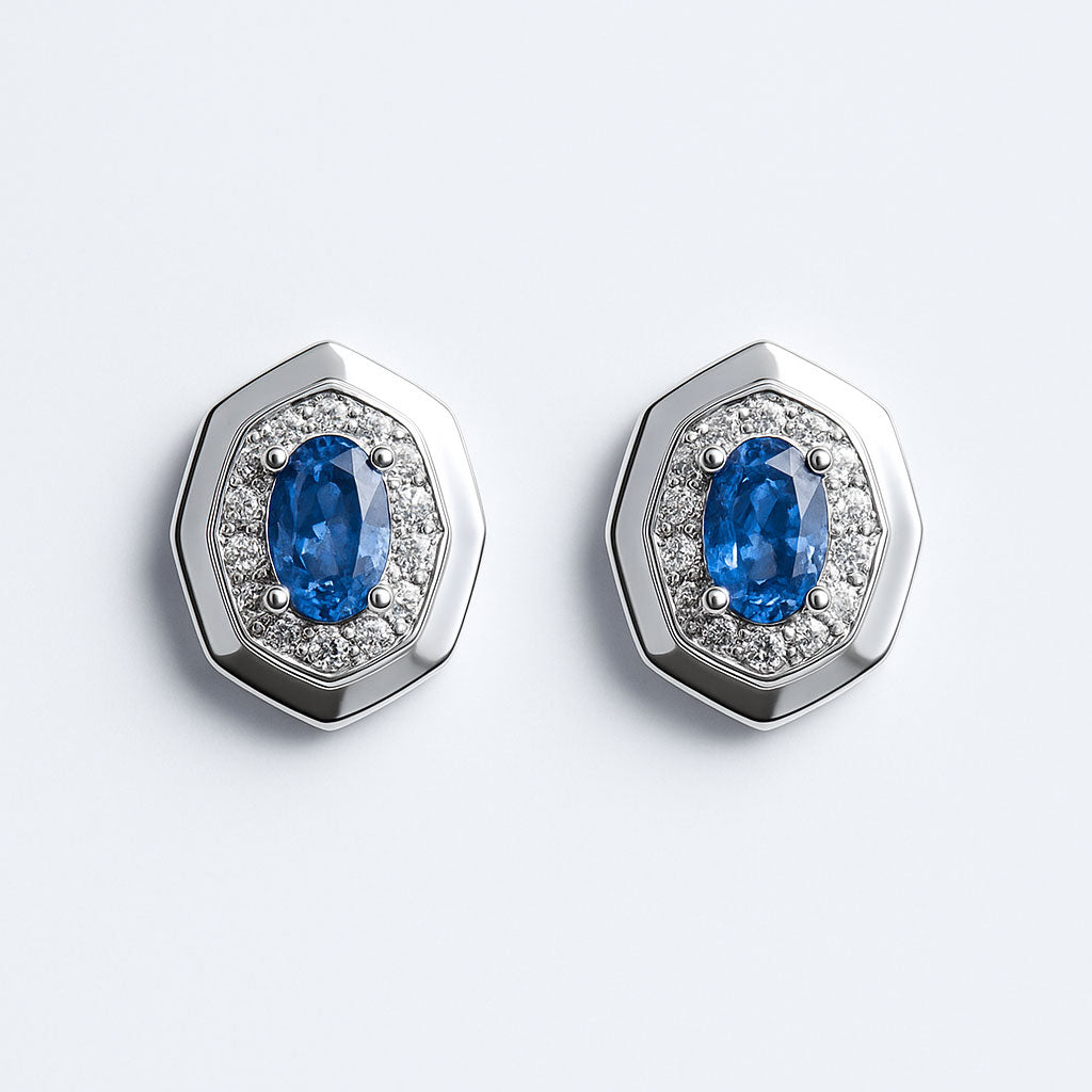 עגילי כסף "גפן" עם אבני טנזנייט