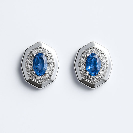 עגילי כסף "גפן" עם אבני טנזנייט