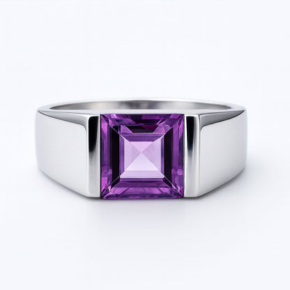 טבעת כסף "מונה" עם אבן אמטיסט