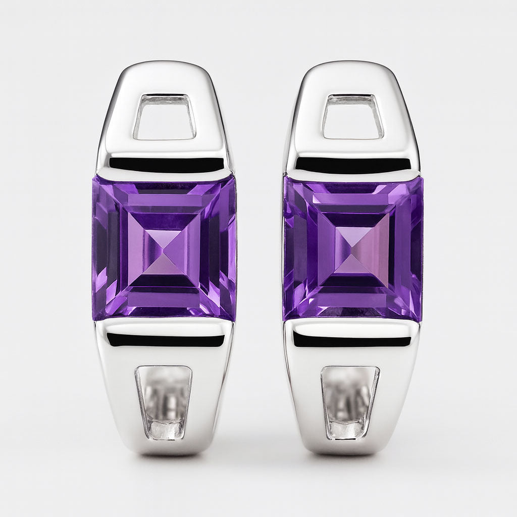 עגילי כסף "מונה" עם אבני אמטיסט