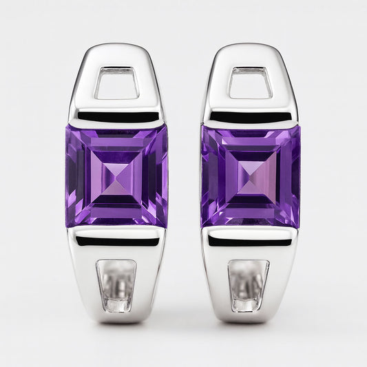 עגילי כסף "מונה" עם אבני אמטיסט