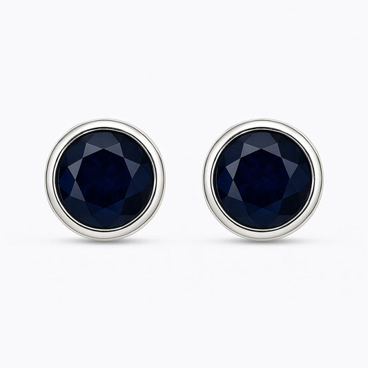 עגילי כסף "טיילר" עם אבני ספיר