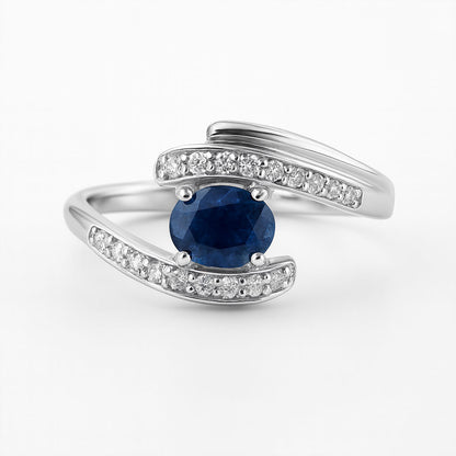 טבעת כסף "קטי" עם אבן ספיר