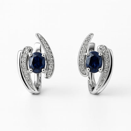 עגילי כסף "קטי" עם אבני ספיר