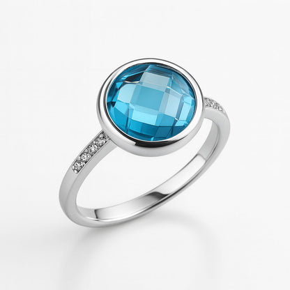 טבעת כסף "לונה" עם אבן טופז