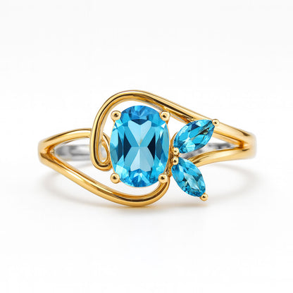 טבעת כסף "לינדה" עם אבני טופז בציפוי זהב