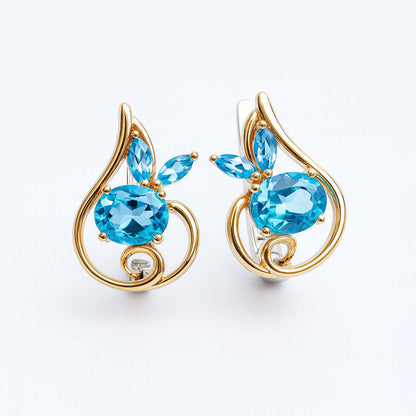 עגילי כסף "לינדה" עם אבני טופז בציפוי זהב