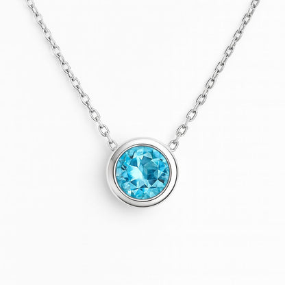 שרשרת כסף אמנדה עם אבן בלו טופז