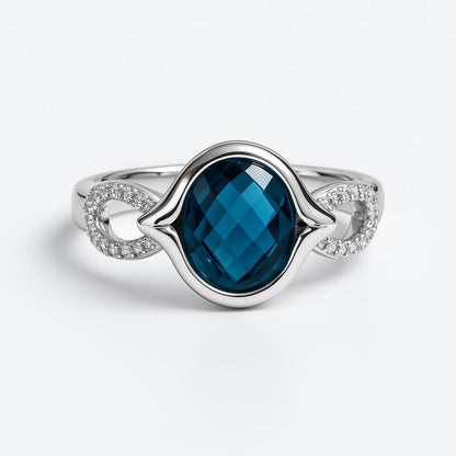 טבעת כסף סרינה עם אבן לונדון קוורץ