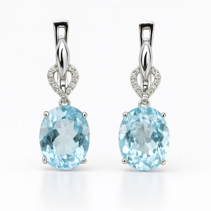 עגילי כסף "מישל" עם אבני בלו טופז